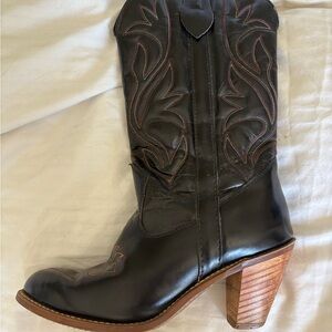 Black Leather Western Boots